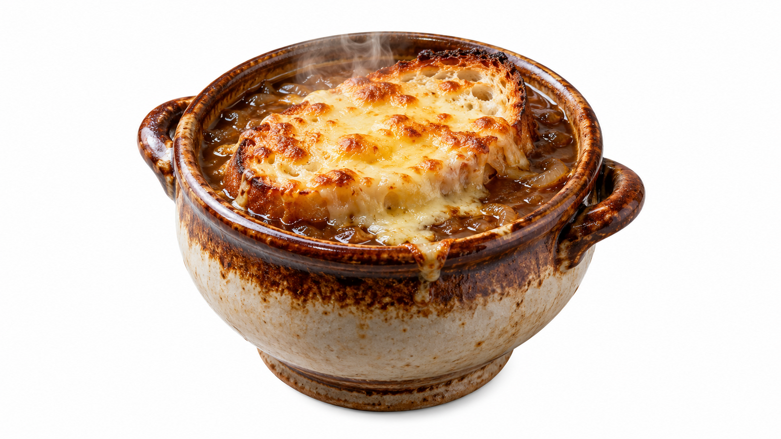 Gratinée à L'oignon em tigela de cerâmica